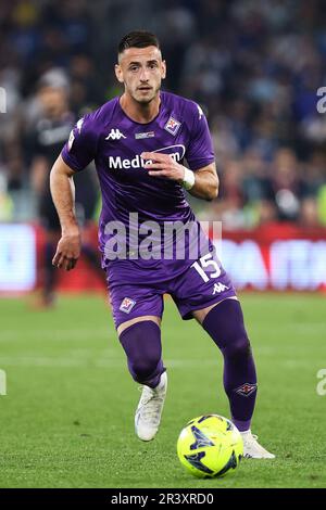Rom, Italie. 24. Mai 2023. Aleksa Terzic von Fiorentina in Aktion während des italienischen Pokals, Coppa Italia, Endspiel zwischen ACF Fiorentina und FC Internazionale am 24. Mai 2023 im Stadio Olimpico in Rom, Italien - Photo Federico Proietti/DPPI Credit: DPPI Media/Alamy Live News Stockfoto