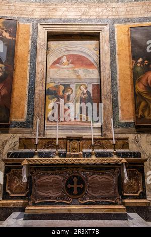 Kapelle der Verkündigung, 16. Jahrhundert, Melozzo da Forli, Pantheon von Agrippa, 126 v. Chr. Roma, Latium, Italien. Stockfoto