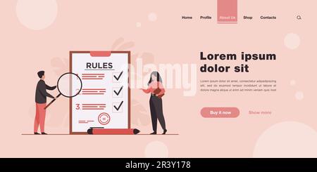 Geschäftsleute studieren eine Liste von Regeln Stock Vektor