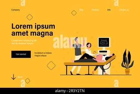 Ultraschallärztin untersucht schwangere Frau Stock Vektor