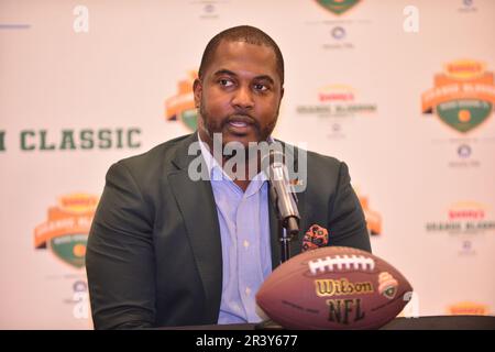 Miami Gardens, USA. 23. Mai 2023. MIAMI GARDENS, FLORIDA - MAI 23: Willie Simmons, Head Coach Florida A&M University, nimmt an der Orange Blossom Classic 2023 Pressekonferenz am 23. Mai 2023 in Miami Gardens, Florida Teil. (Foto: JL/Sipa USA) Guthaben: SIPA USA/Alamy Live News Stockfoto