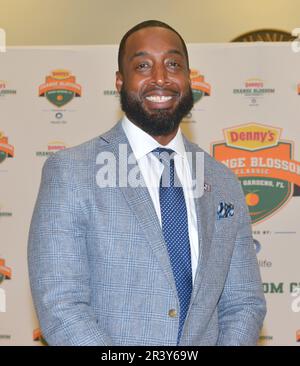 Miami Gardens, USA. 23. Mai 2023. MIAMI GARDENS, FLORIDA - MAI 23: T.C. Taylor, Head Coach, Jackson State University, nimmt am 23. Mai 2023 an der Orange Blossom Classic 2023 Pressekonferenz in Miami Gardens, Florida, Teil. (Foto: JL/Sipa USA) Guthaben: SIPA USA/Alamy Live News Stockfoto