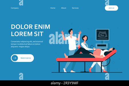 Ultraschallärztin untersucht schwangere Frau Stock Vektor