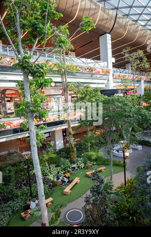 Der Hamad International Airport wird zu einem Obstgarten mit gepflegtem, nachhaltigem und umweltfreundlichem Concourse Stockfoto