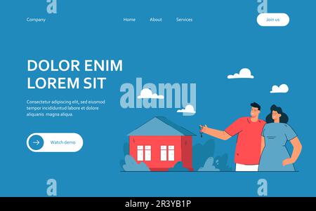 Ein junges Paar kauft ein neues Haus Stock Vektor