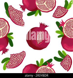 Nahtloses Muster mit Granatäpfeln. Ziermuster der Granatapfelfrucht. Die elegante Vorlage für Modedrucke. Shana Tova, Jüdisch Neu Stock Vektor