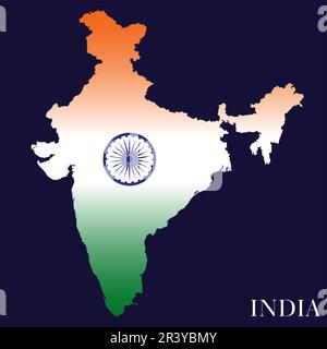 Indien Karte mit Indien Flagge Stock Vektor