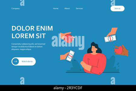 Eine Frau, die zwischen Liebe und Geld wählt Stock Vektor