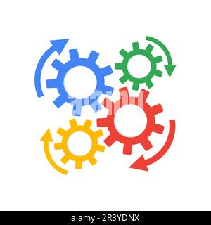 Farbvektorvorlage Infografik mit Zahnrädern und Pfeilen Stock Vektor