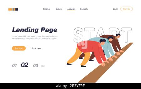 Büroangestellte stehen auf der Startlinie bereit Stock Vektor