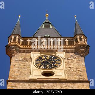 PRAG, TSCHECHISCHE REPUBLIK - Uhrenturm am Alten Rathaus. Stockfoto