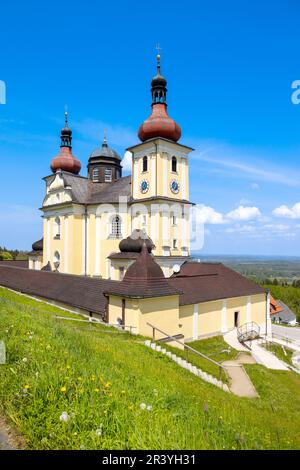 Poutni kostel Panny Marie Dobre rady, Dobra Voda, Novohradsko, Jizni Cechy, CR 1708-15, Bogen. K. Dienzenhofer, Pilgerkirche im barocken Stil mit Stockfoto