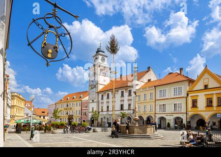 Masarykovo Namesti, mestska pamatkova Zona, Trebon, Jizni Cechy, Ceska Republika/Masaryk-platz, geschützten Stadt finden, die Stadt Trebon, Südböhmen, Stockfoto