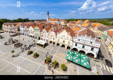 Masarykovo Namesti, mestska pamatkova Zona, Trebon, Jizni Cechy, Ceska Republika/Masaryk-platz, geschützten Stadt finden, die Stadt Trebon, Südböhmen, Stockfoto