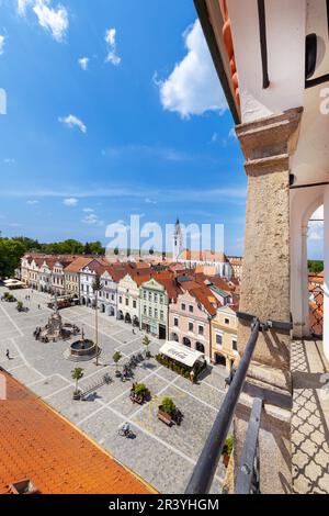 Masarykovo Namesti, mestska pamatkova Zona, Trebon, Jizni Cechy, Ceska Republika/Masaryk-platz, geschützten Stadt finden, die Stadt Trebon, Südböhmen, Stockfoto