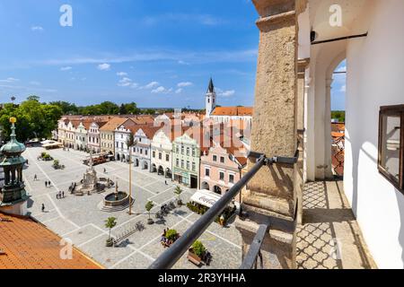 Masarykovo Namesti, mestska pamatkova Zona, Trebon, Jizni Cechy, Ceska Republika/Masaryk-platz, geschützten Stadt finden, die Stadt Trebon, Südböhmen, Stockfoto