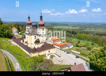 Poutni kostel Panny Marie Dobre rady, Dobra Voda, Novohradsko, Jizni Cechy, CR 1708-15, Bogen. K. Dienzenhofer, Pilgerkirche im barocken Stil mit Stockfoto