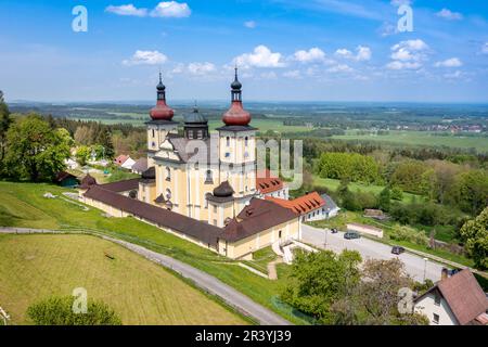 Poutni kostel Panny Marie Dobre rady, Dobra Voda, Novohradsko, Jizni Cechy, CR 1708-15, Bogen. K. Dienzenhofer, Pilgerkirche im barocken Stil mit Stockfoto