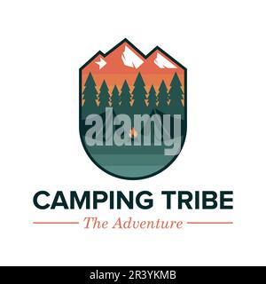 Retro Adventure Mountain Camping Logo Vektordarstellung Stock Vektor