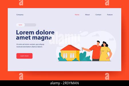 Ein junges Paar kauft ein neues Haus Stock Vektor