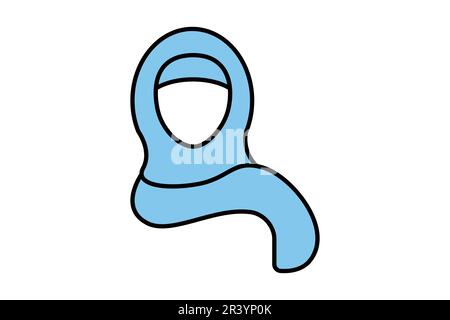 Saudi-arabische Frauen-Ikone. Frau aus dem Nahen Osten im Kopftuch, Hidschab traditionelle arabische islam-Kleidung, die von einem muslimischen Mädchen benutzt wird. Zweifarbiges Icon-Design. Si Stock Vektor