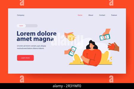 Eine Frau, die zwischen Liebe und Geld wählt Stock Vektor