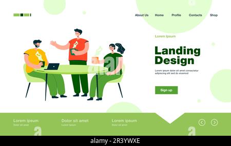 Mitarbeiter machen während der Kaffeepause ein Brainstorming Stock Vektor