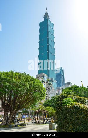 Taipei 101 Wolkenkratzergebäude, eines der berühmtesten Touristenziele in Taipei Stockfoto