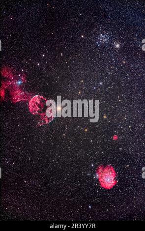 Ein Feld von Supernova-Überresten, Emission- und Reflexionsnebulen. Stockfoto