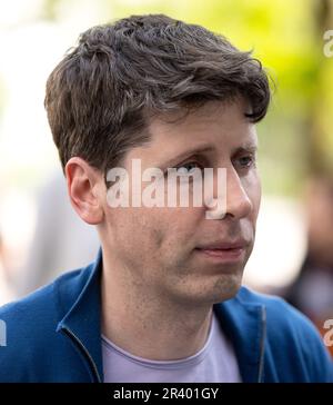 München, Deutschland. 25. Mai 2023. Sam Altman, Chief Executive Officer (CEO) von OpenAI und Erfinder der KI-Software ChatGPT, nimmt an einer Podiumsdiskussion an der Technischen Universität München (TUM) Teil. Kredit: Sven Hoppe/dpa/Alamy Live News Stockfoto