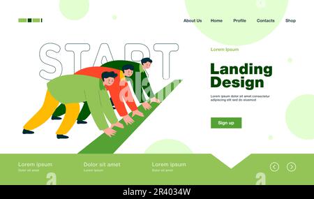 Büroangestellte stehen auf der Startlinie bereit Stock Vektor