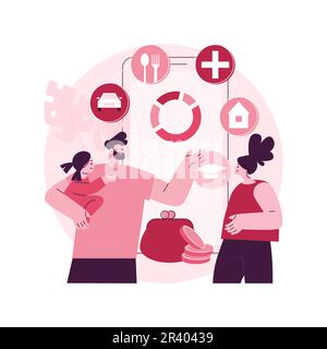 Familienbudgetplanung abstrakte Konzept Vektor Illustration. Beste wirtschaftliche Entscheidungen, persönliche Budgetstrategie, Familieneinkommen und Ausgabenmanagement, Finanzhaushaltsplan abstrakte Metapher. Stock Vektor