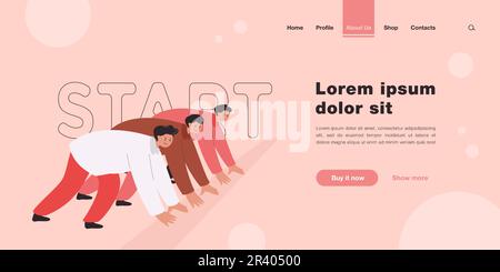 Büroangestellte stehen auf der Startlinie bereit Stock Vektor