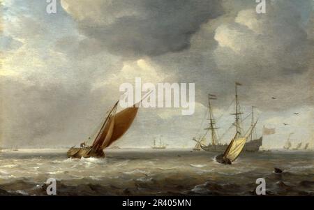 Vollständiger Titel: Kleine niederländische Schiffe in einer Brise Künstler: Studio von Willem van de Velde Herstellungsdatum: Nach 1660 Stockfoto