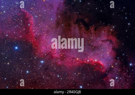 Die Cygnusmauer des nordamerikanischen Nebels, NGC 7000. Stockfoto