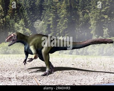 Yutyrannus Dinosaurier, aus der frühen Kreidezeit Chinas. Stockfoto