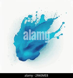 Aquarell blaue Tinte farbenfrohe Flüssigtropfen oder Spritzwasser-Design, künstlerischer Hintergrund - Vektor Stockfoto