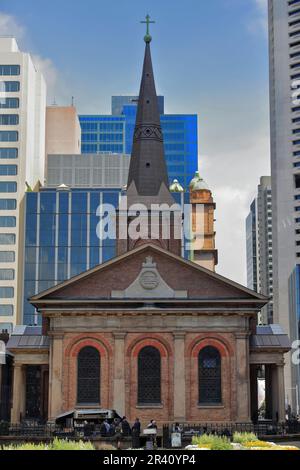 651 Ostfassade der St. James' Anglican Kirche gegenüber der Macquarie Street im CBD. Sydney-Australien. Stockfoto