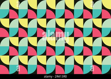 Moderne, nahtlose, farbenfrohe Geometrie mit halbem Kreismuster. Abstrakter geometrischer Hintergrund Stock Vektor