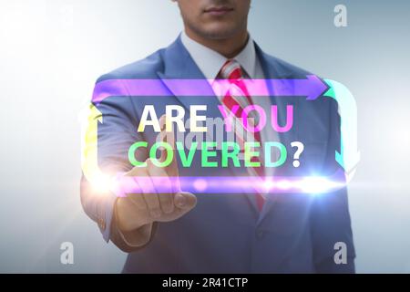 Umfassendes Versicherungskonzept mit Frage Stockfoto