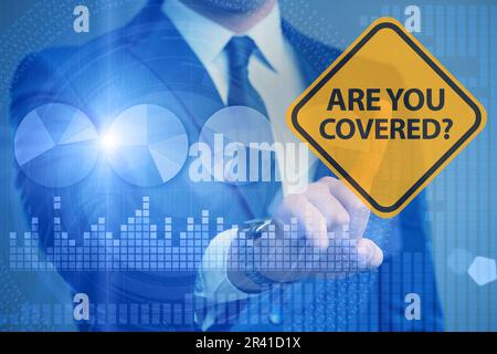 Umfassendes Versicherungskonzept mit Frage Stockfoto