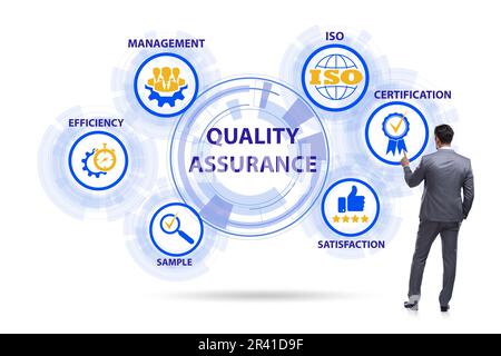Geschäftsmann im Qualitätssicherungskonzept Stockfoto