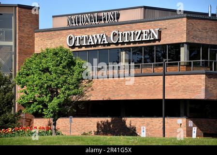 Ottawa, Kanada - 14. Mai 2023: Die Heimat des Ottawa Citizen, einer Zeitung, die seit Mitte der 1800er Jahre in Betrieb ist. Das Gebäude ist auch mit der Marke Th Stockfoto