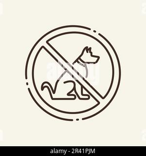 Symbol für das Verbot von Hunden mit dünner Linie Stock Vektor