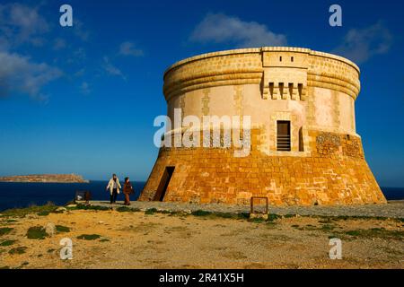 Torre de Fornells (s.XVIII). Bahia de Fornells.Menorca.Illes Balears.EspaÃ±a. Stockfoto