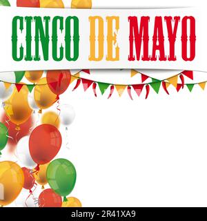 Papierbanner Cinco De Mayo Ballonseite Stockfoto