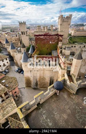 Castillo Palacio de Olite, Comunidad foral de Navarra, Spanien. Stockfoto