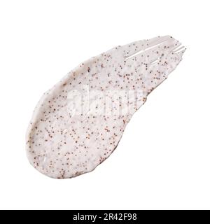 Bestreichen Sie das cremige Sorbet mit Samen oder mit einem Kaffeespeeling. Nahaufnahme, auf weiß isolieren Stockfoto