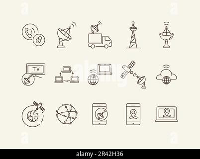 Dünne Symbolgruppe für Internetglobalisierung Stock Vektor