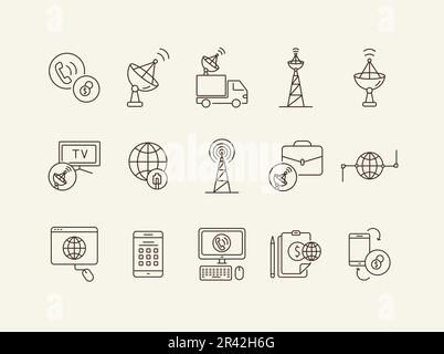 Dünne Symbolgruppe für Wireless-Technologie Stock Vektor